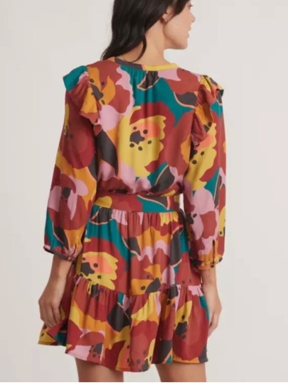 Marine Layer Elise Mini Dress Exploded Floral Belted Pockets Size S - Picture 2 of 10